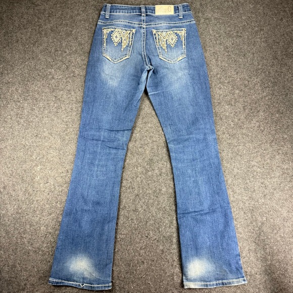 Rockin G Womens Jeans Size 16 Embellished Pockets Bootcut Denim Blue - Picture 1 of 9